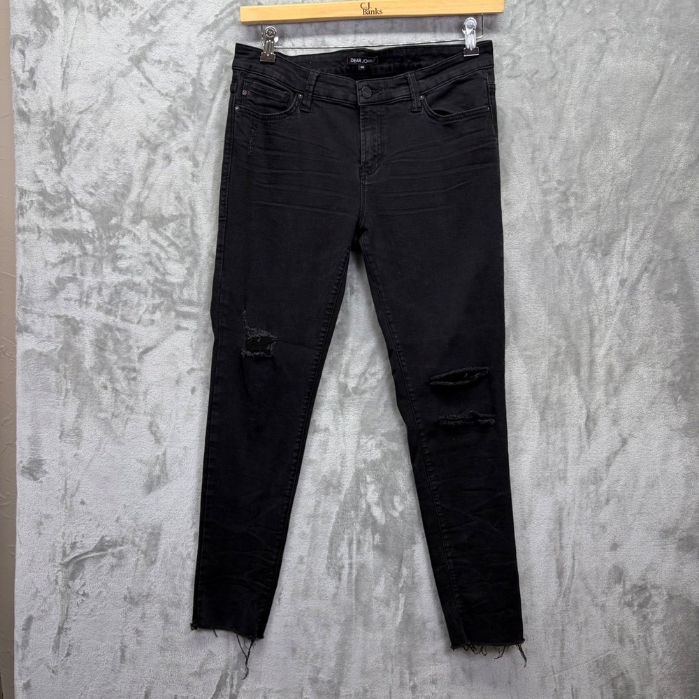 Dear John Black Distressed Skinny Jeans Raw Hem Size 30 American‎ Classic